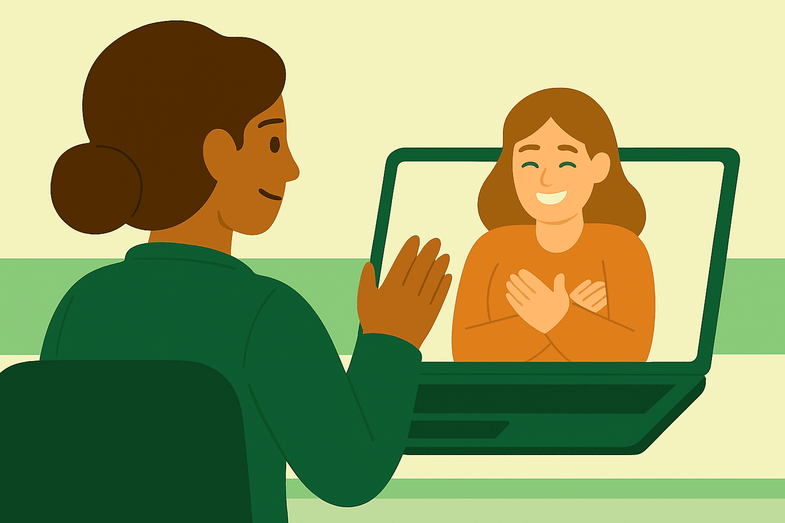 Illustration of connection of the therapist/life coach with the client