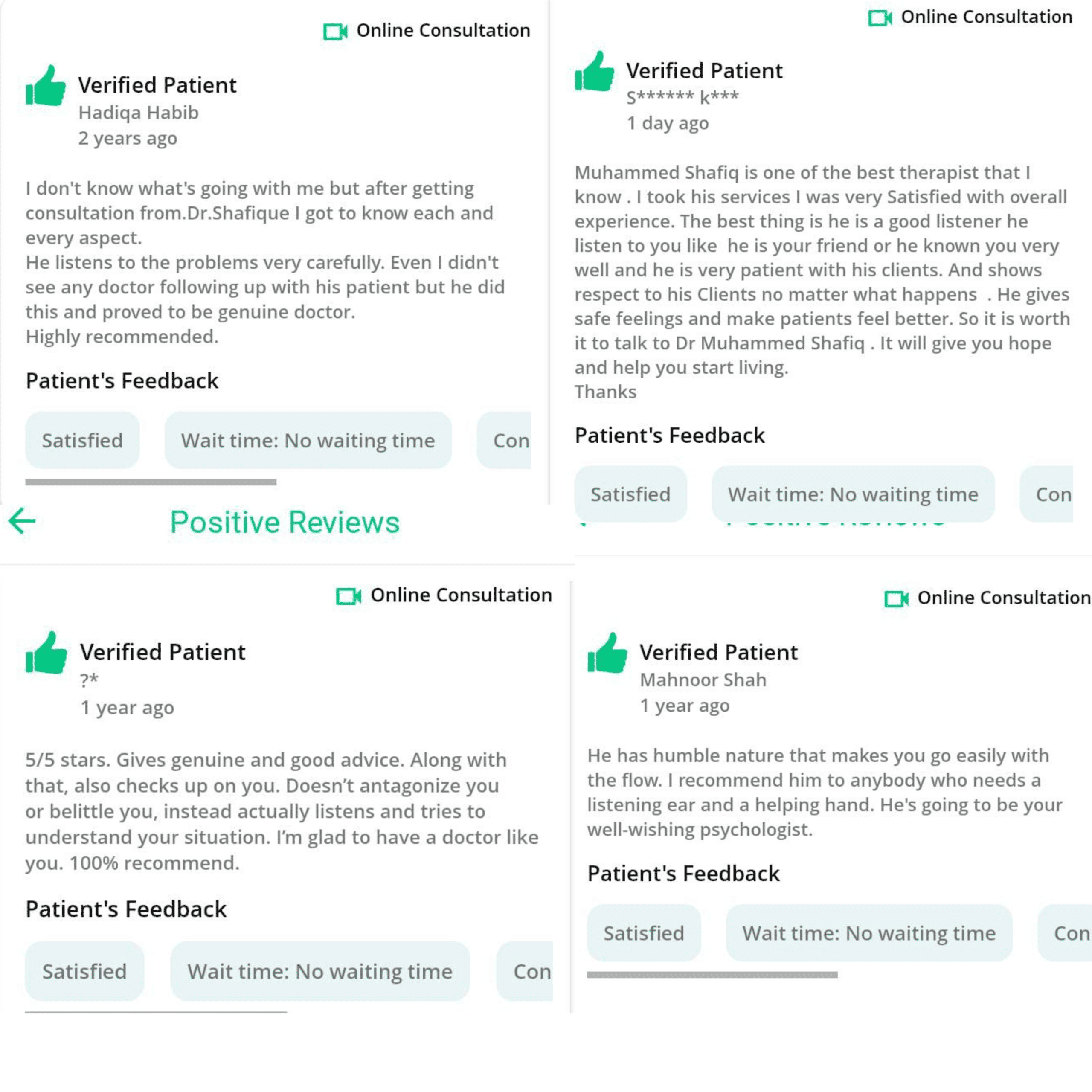 Muhammad Shafiq's collection of verified screenshots from Marham.pk